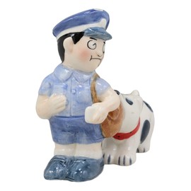 Ebros Gift Ceramic Postman With Mail Thief Tramp Dog Salt And Pepper Shakers Magnetic Figurine Set 3.5"Tall Kitchen Counter And Dining Table Decorative Collectibles