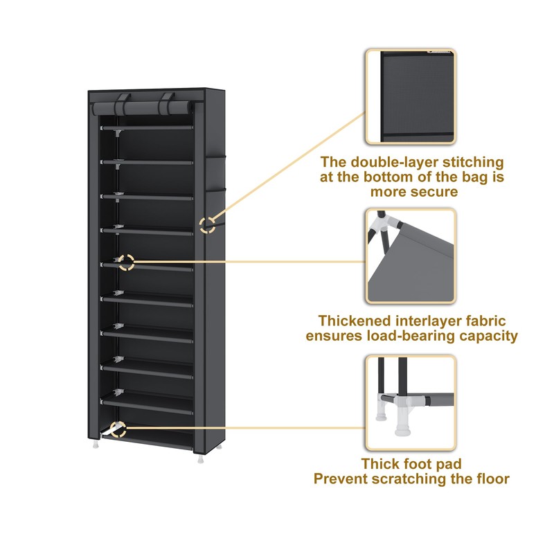 UDEAR 10-Tier Free Standing Shoe Rack Sturdy Shoe Rack Organizer
