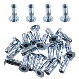 Swpeet 20 Pieces M4 Metric Carbon Steel White Zinc-Coated Multi-Grip Rivet Nuts Plus Nuts Rivet Nuts Kit, Bulged Shank Flat Head Thread Insert Nut Construction Fasteners for Industry