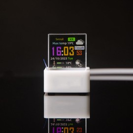 HolaCube WiFi Holographic Crystal 3D Photo Display, Smart Weather Station & Digital Clock with GIF Animations and Electronic Image Album Player for Desktop/Car Décor (White Base)