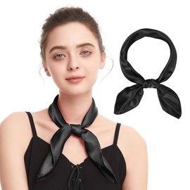 Zando Silk Head Scarf Wrap Neck Scarf Women Silk Feeling Scarf Black