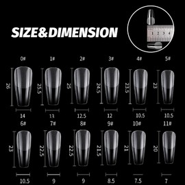Pack of 500 Artificial Nail Tips, 12 Sizes Acrylic Nail Tips, Coffin False Nails, Fake Nails for Nail Salons and DIY Nail Art at Home