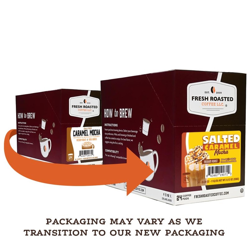 Fresh Roasted Coffee, Salted Caramel Mocha, Flavored Coffee Pods, K-Cup