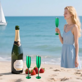 UNISWEET Champagne Flutes Set of 2,Stainless Steel Champagne Glasses For Wedding & Birthday Party,7oz Unbreakable Slanted-Mouth Champagne Glass With Long Stem