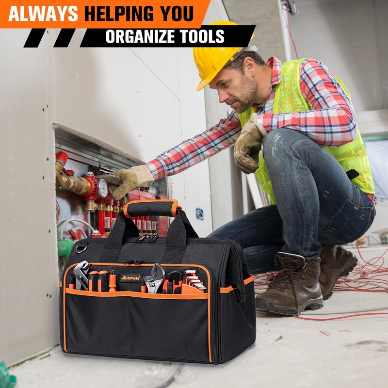 Heavy Duty Tool Bag 17.3-Inch, 26-Pocket Large Tool Bags for