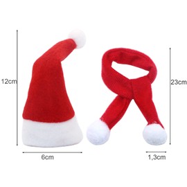 LOOGI Mini Christmas Hats Mini Christmas Scarves, Santa Hat Scarf Cutlery Holder Christmas Decoration Cutlery Bag Table Decoration, Pack of 10