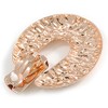 Large Round Hammered Clip On Earrings/Rose Gold Tone/ 60mm L