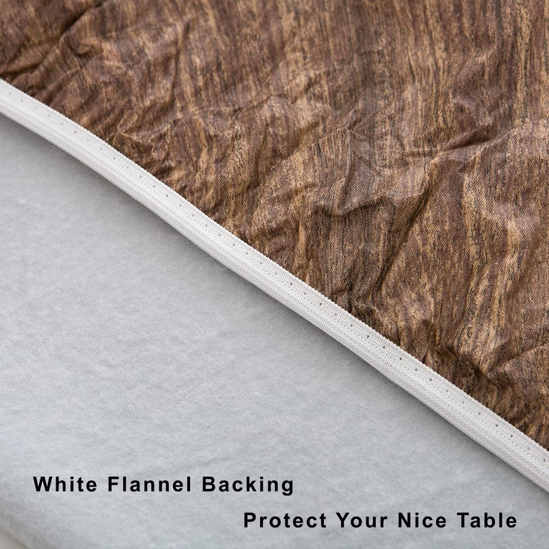 LIBERECOO Round Vinyl Fitted Tablecloth with Flannel Backing Elastic Edge