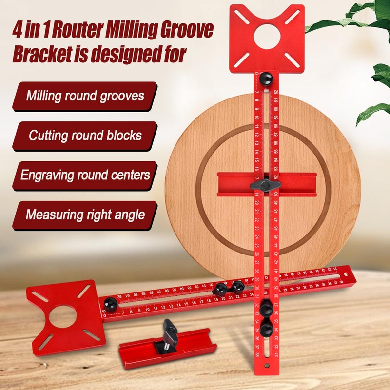 4 in 1 Router Milling Groove Holder, Aluminium Alloy Router