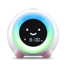 LittleHippo Mella Ready to Rise Kids Sleep Trainer, Night Light and Sound Machine (Bread Pink)