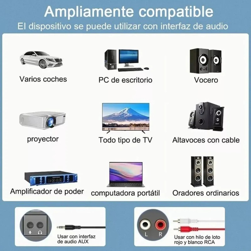 Transmisor Receptor Bluetooth 5.0 QYJU Aux Jack 3.5mm Negro Para