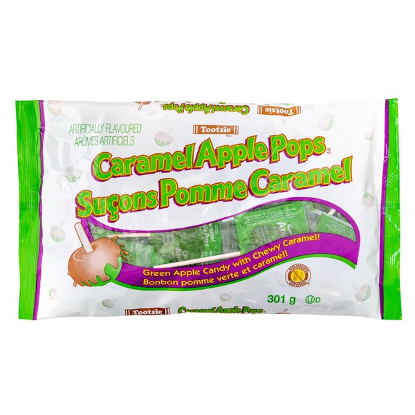 Tootsie, Caramel Apple Pops - Green Apple Candy with Chewy Caramel, 301g
