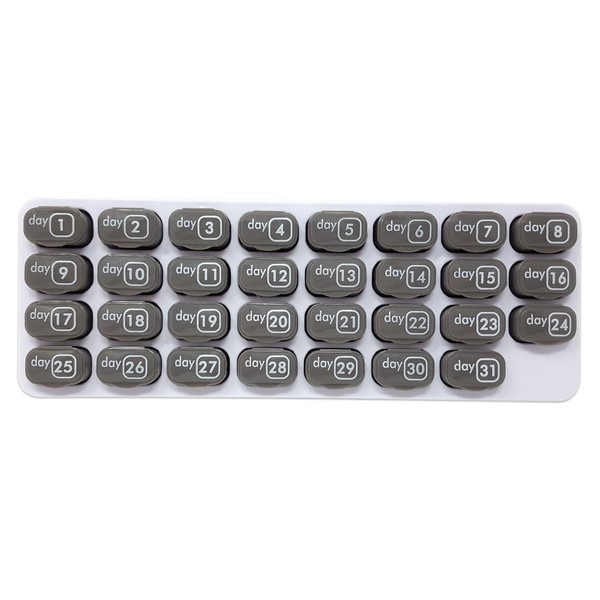 31 Day Monthly Pill Organizer with Daily Removable Pods - Grey (1 Count, Grey) Great for Travel BPA Free - Unconditional Guarantee