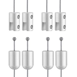 MorningRo 4 Pack Ceiling Sign Hanger Hanging Sign Bracket Display Solid Aluminum Picture Hanging Hardware for Hanging Acrylic Picture Sign Board Frame, Silver