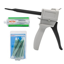 Blysk Dual Cartridge Caulk Dispensing Gun Kit 50ml (1:1 & 2:1 ratios), Blysk Epoxy Glue Adhesive 50ml, Bonds & Repairs Plastic & Metal Parts, Epoxy Mixing Nozzles (10) (3.25"(8.5cm)
