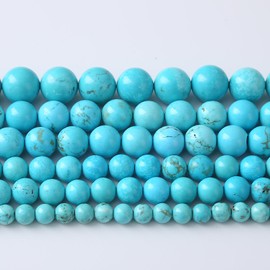 ZXYMLZI 90 abalorio de turquesa azul natural A+ de 4 mm, redondas, para hacer joyas, pulseras, collares y accesorios