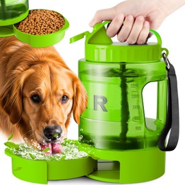 Portable Dog Water Bottle Bowl - 77 oz Travel Water Bowl Dispenser for Dogs Leak Proof, Suitable for Large Pet Drinking, A Must Have for Outdoor, Camping, Walking, Beach, Hunting Other Scenes （Green）