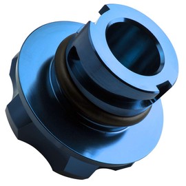 VMS RACING BLUE OIL CAP with BLACK ENGINE OIL NOTICE Emblem in CNC Machined Billet Aluminum Compatible with Ford Focus ST 2012-2016 Twist Lock 1/4 Turn Cap Mechanism