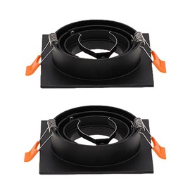 BRENDAXIN 2pcs Square Black GU10 Downlight housing 3.54 inches, recessed spot Light housing, Adjustable Ceiling Light Frame Holder, can be Used with MR16/E27 Bulb, 80mm Hole, Replaceable Bulb