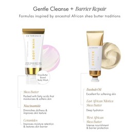 54 Thrones Pack Para Piel Sensible: Mini Gel De Baño En Crema Con Mantequilla Sin Resecar + Mini Manteca De Belleza Africana, Manteca Corporal Hidratante Para Mujer Y Hombre, Con Karité, Vainilla De