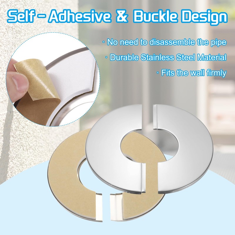 PATIKIL Wall Split Flange 2.5" (63mm),2 Pcs Stainless Steel Round