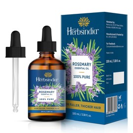 Herbsindia Rosemary Essential Oil for Hair - Huge 3.3 Fl Oz - 100% Pure - Premium Grade with Glass Dropper, Undiluted, Non-GMO