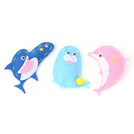 Kids Sewing Kit, DIY Kits for Kid Age 7-14 Beginner Art & Craft, Includes 3 Stuffed Animal Dolls, Instructions & Plush Felt Materials for Learn to Sew, Embroidery - Dolphin,Sharks,Sea Lion