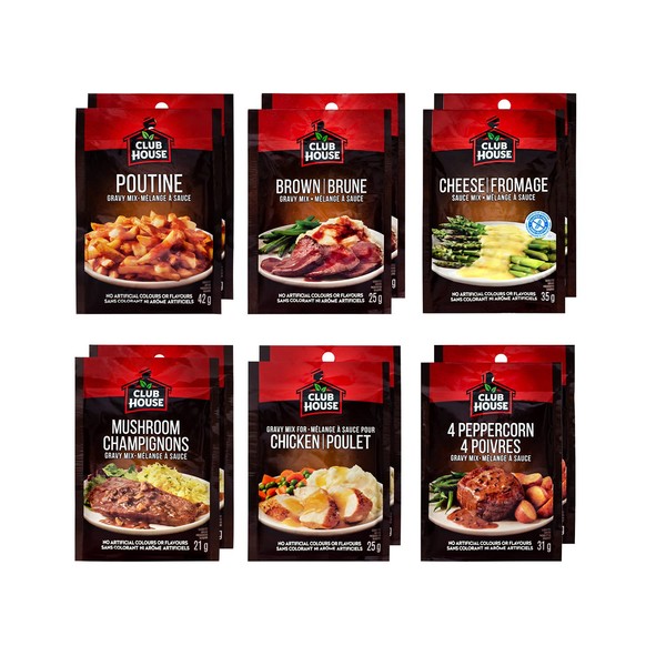 Club House, Quality Natural Dry Sauce/Seasoning Mix, Ultimate Gravy Pack, 12 Count, Brown