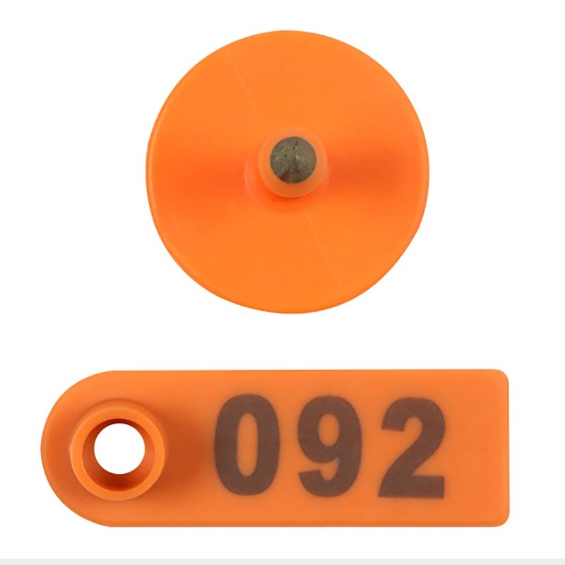 ANCLLO 100 Pack Pig Ear Tags Orange Medium Plastic Livestock