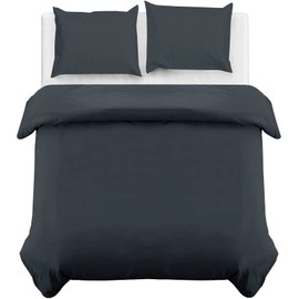MOONLIGHT20015 Single Duvet Cover - Charcoal Solid Soft Single Bedding Duvet Cover Set with 1 Matching Pillowcase
