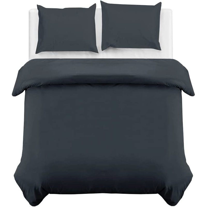 MOONLIGHT20015 Single Duvet Cover - Charcoal Solid Soft Single Bedding