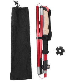 Telescopic Hiking Pole Portable Aluminum Alloy Folding Walking Stick for Outdoor SportsRed