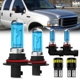 LECCIBUB Headlight Bulbs License Plate Lights Fit For Ford F350/450/550 Super Duty 2001-2004, 9007 High Low Beam + 9145 Fog Lights Halogen Light Bulb + License Plate Lights, Pack of 6