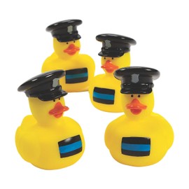 Thin Blue Line Police Rubber Ducks, 12 Pieces, Birthdays, Grand Events, Party Favors, Table Decorations, Treasure Chest Supplies