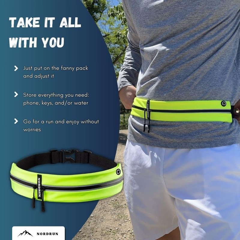 Nordrun Slim Running Belt Bag, Green