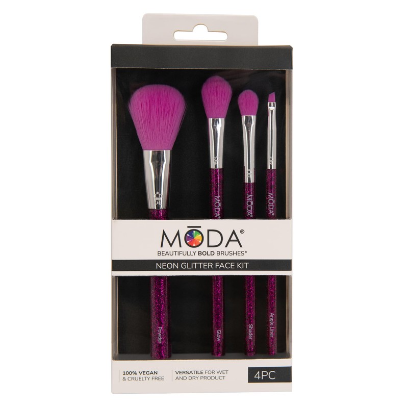 MODA Neon Purple Glitter Face Kit – 5pc Vegan Makeup