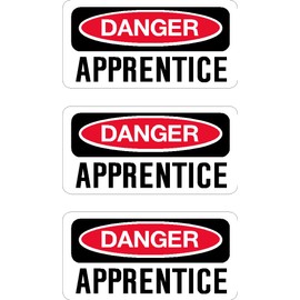 Danger Apprentice, I Make Decals™, 3 Pack, Funny, Humor, Hard Hat, Lunch Box, Tool Box, Helmet Stickers 1" x 2"