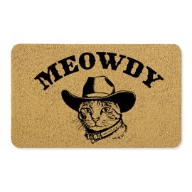 OSLYSOF Western Cat Howdy Door Mat, Funny Cowboy Kitty Howdy Welcome Doormat for Front Door Indoor Outdoor Porch Entrance Entryway Outside, Cat Welcome Mats Outside, Western Bath Mat, 17x30 Inches