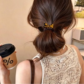 BetterJonny 4 Piece Set, Black Hair Elastics, Decoration, Ribbon, Hair Accessory, Non-Trace Hair Elastic, Stylish, Adult, Cute, Bowknot, Hair Ornament, Hair Clip, High Elasticity, Stretchable, Elegant