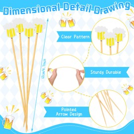Tioncy 100 Pcs Beer Cocktail Picks 4.7 Inch Beer Cocktail Toothpicks for Appetizers Decorative Bamboo Skewers Oktoberfest Decorations Fruit Food Picks for Party Supplies