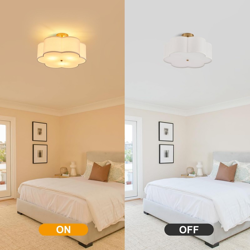Widluth Modern Semi Flush Mount Ceiling Light Modern Gold 3-Lights