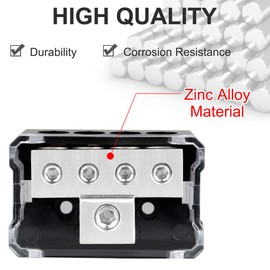 DAOKAI Distribution Block 4-Way Power Distribution Block 12 V Car Audio Power Distribution Power Supply Distribution 1 x 1GA In 2 x 4GA Out for Car Boat Audio Stereo Amplifier - Pack of 2