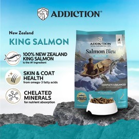 Addiction Salmon Bleu – Premium New Zealand King Salmon Recipe – Skin, Coat & Cognitive Health - Complete & Balanced - Omega-3 Rich - Grain-Free Dry Cat Food for All Life Stages – 4lbs (4 Packs)