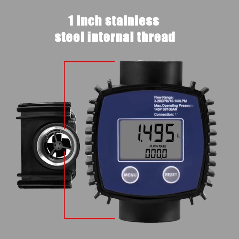 Uadme Digital Turbine Flowmeter – 1" Electronic Internal Thread Flow