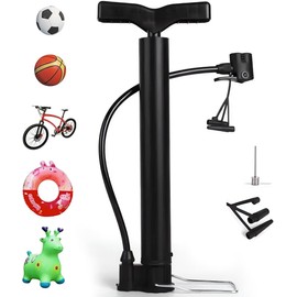 Bomba de Aire Bicicleta 3 en 1 Foot Pump, 130PSI Bicicleta Alta Presión