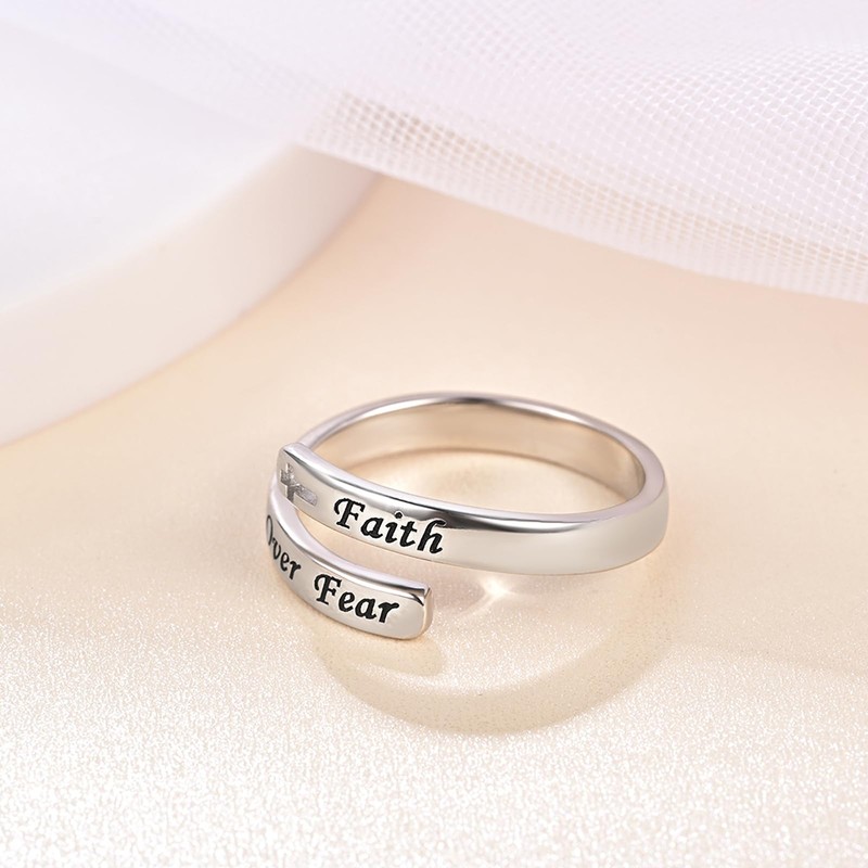 JXJL 925 Sterling Silver Inspirational Jewelry Adjustable Wrap Open Ring