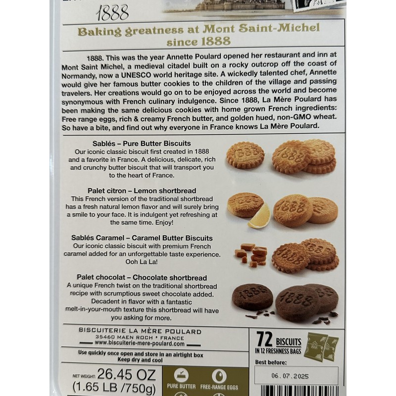 La Mère Poulard French Butter Cookies, 4 Flavors 26.45oz