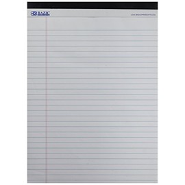 BAZIC 50 Ct. 8.5" X 11.75" White Perforated Writing Pad