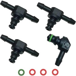 SANTUO 4Pcs Common Rail Diesel Injector Leak Off Connector Pipe, 3Pcs T's Connector 1Pcs L Connector Fuel System Connections for Fuel Return Line & Fuel Return Pipe