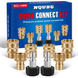 Pressure Washer Quick Connect Kit, M22 Swivel to 3/8'' Quick Connect, 3/4'' to Quick Release, M22 14mm Quick Connect Pressure Washer Fittings Adapter Suitable for pressure cleaning machine kit, Brass